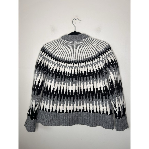 Everlane 100% Wool Fair Isle Sweater Women's Gray White Long Sleeve Size Medium - Picture 4 of 9